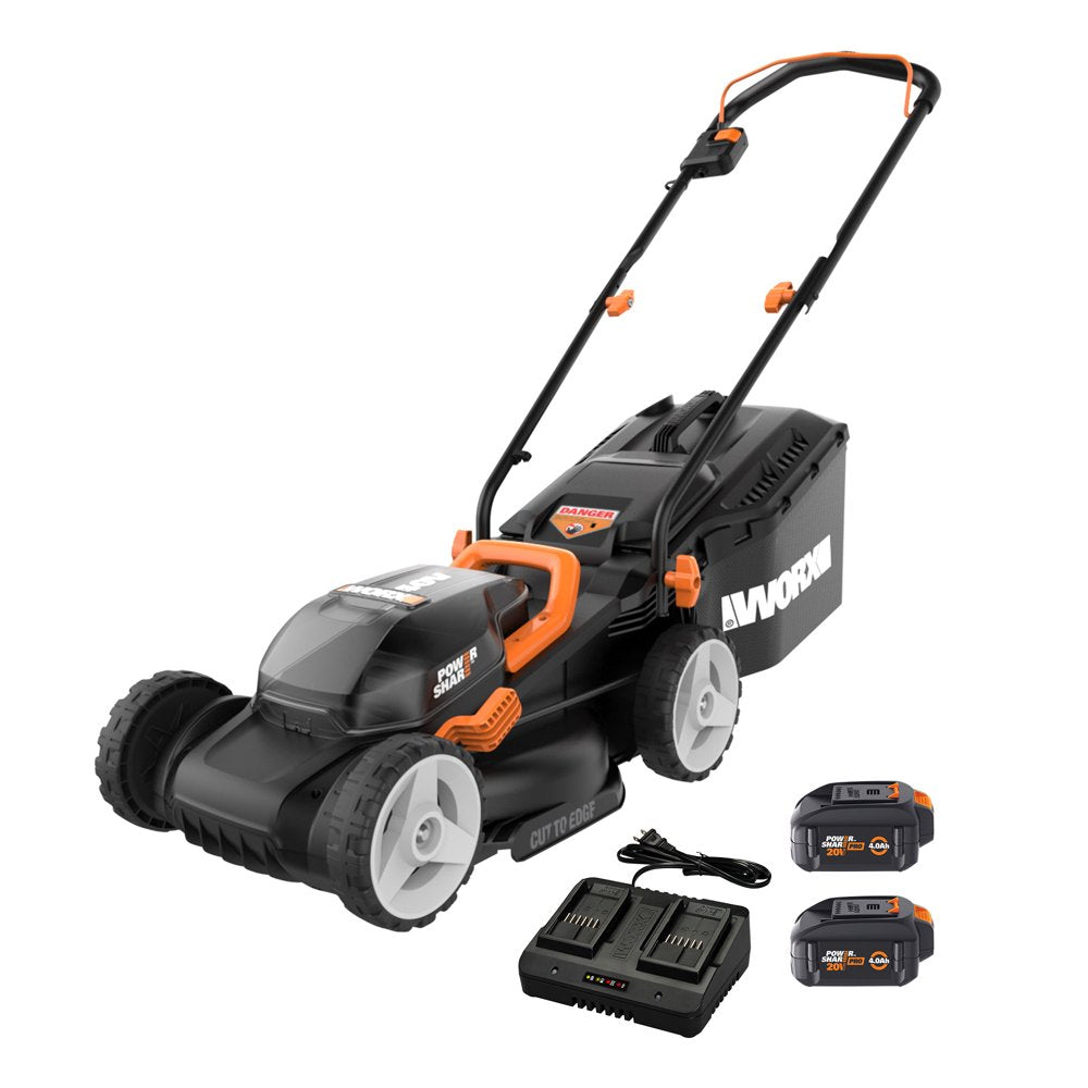 40V Cordless Lawn Mower - 14-Inch Battery Powered Mower with Intellicut, Mulching & Dual 20V Batteries