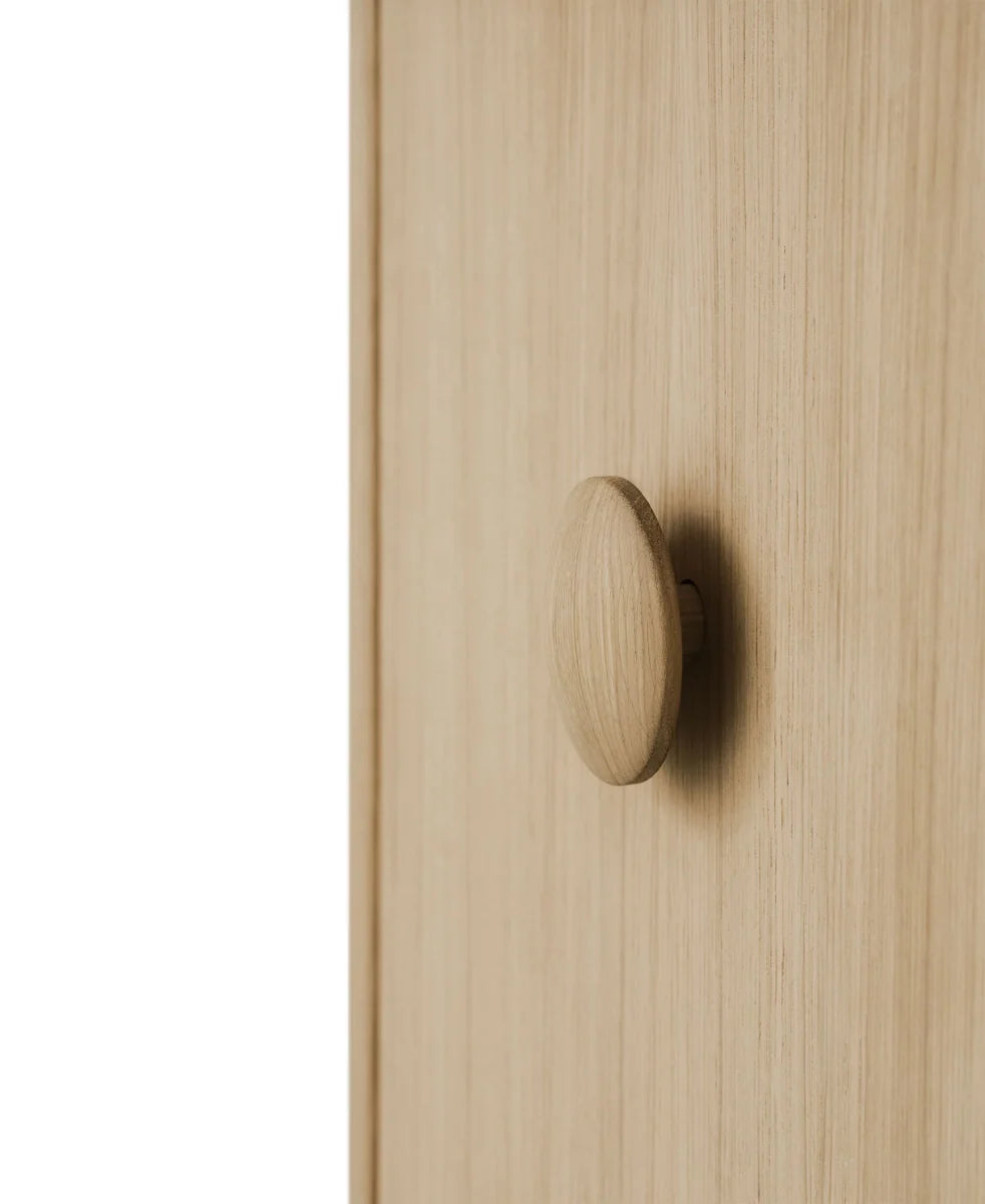 Armoire chêne 3 portes avec penderie, 3 tiroirs et étagères modulables