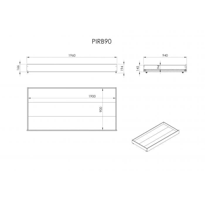 Lit superposé familial PINO 140x200 cm et 90x200 cm en pin massif avec sommier