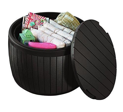 Outdoor Resin Storage Bench - Weather Resistant Deck Box with Wood Look Finish and Seating
