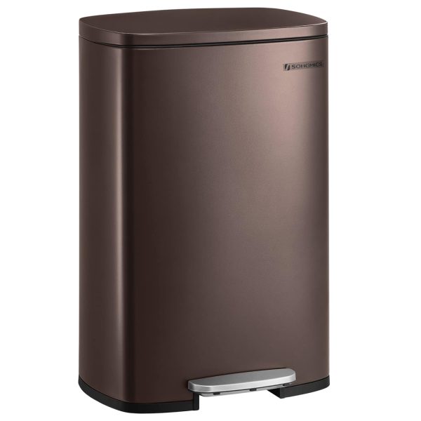 13-Gallon Stainless Steel Kitchen Trash Can with Soft Close Lid, Step Pedal and Removable Inner Bucket