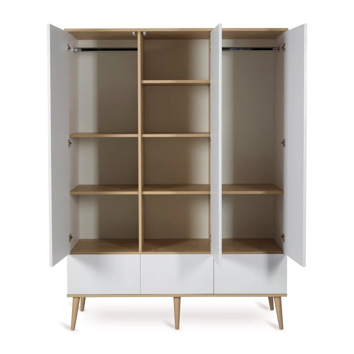 Grande armoire enfant blanche 3 portes avec tiroirs et penderies