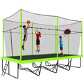 Voqoomkl Rectangle Trampoline with Basketball Hoop for Kids and Adults, Green, 204.00" x 120.00" x 141.00"