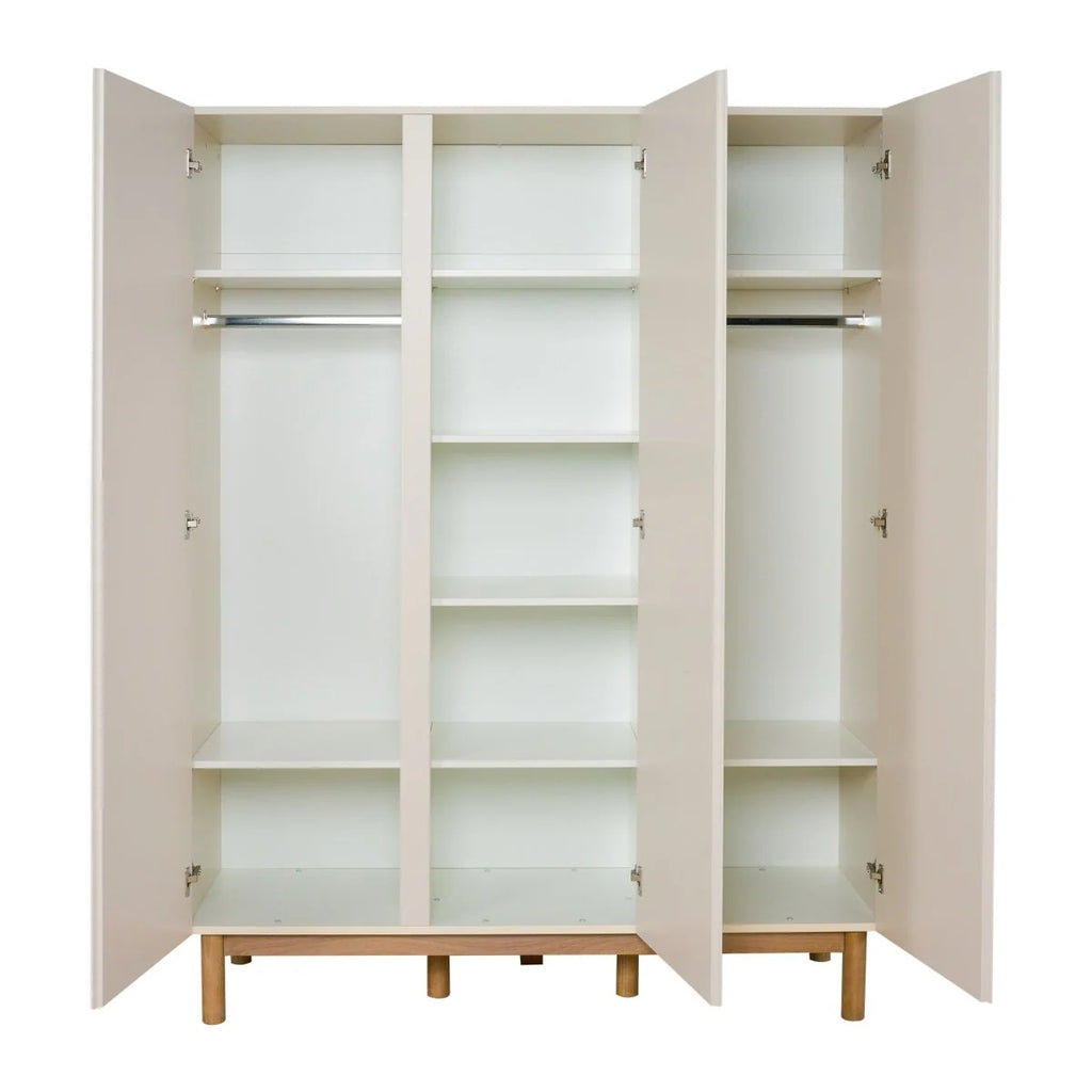 Grande armoire enfant argile 3 portes avec étagères et penderies