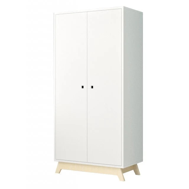 Armoire enfant 2 portes avec 1 penderie et 6 étagères réglables