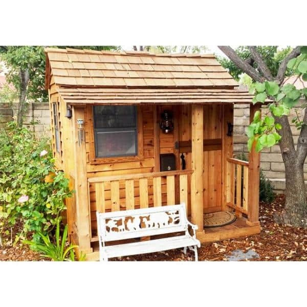 Little Squirt 6x6 ft Cedar Wooden Playhouse for Kids, Outdoor Backyard Playhouse with Dutch Door, Screened Windows & Floor Included