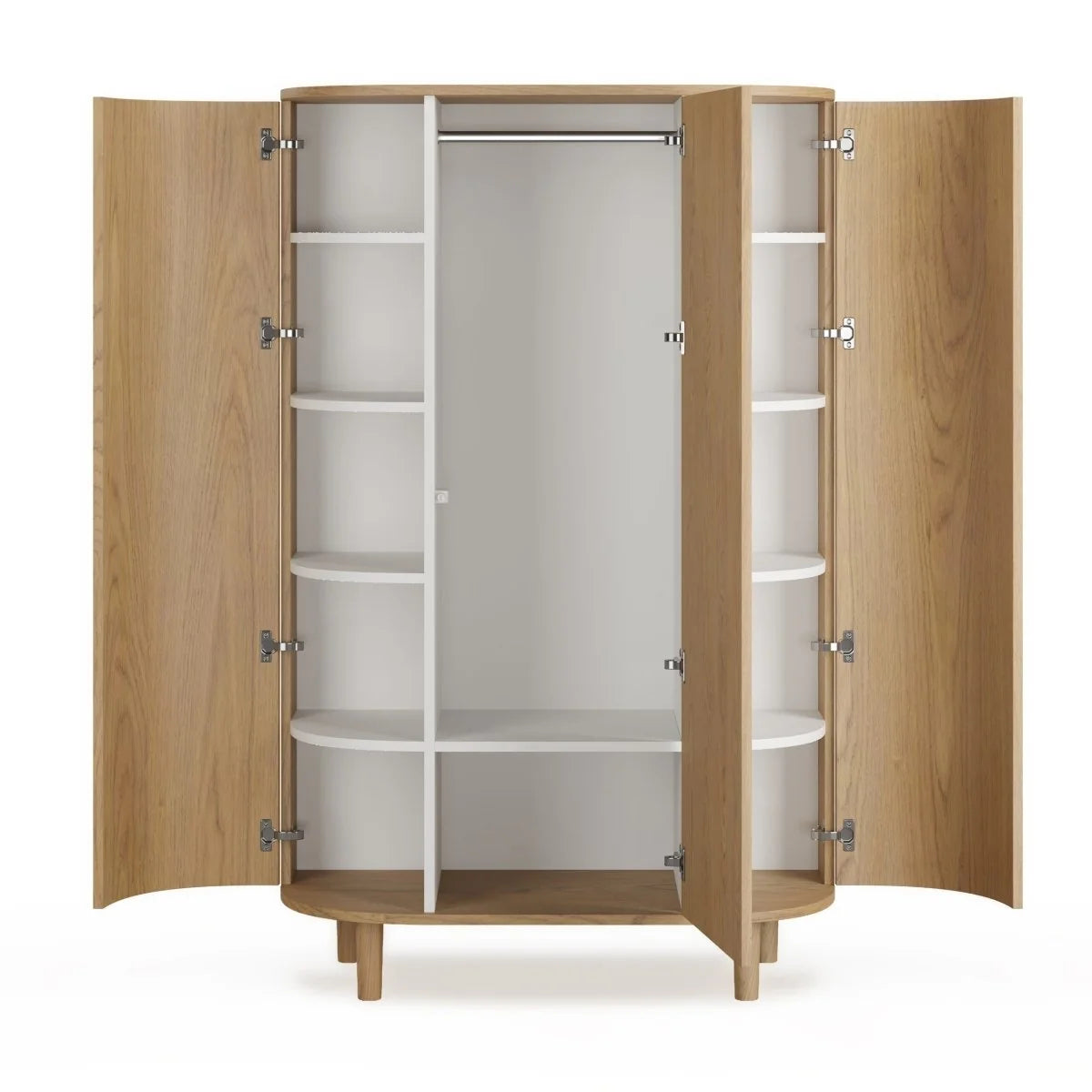 Grande armoire enfant chêne naturel avec 12 étagères et penderie