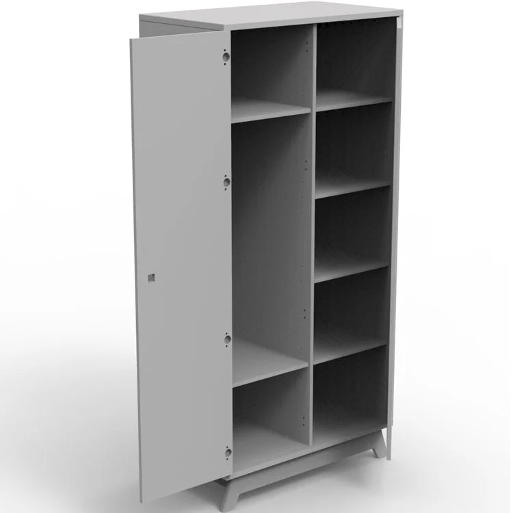 Armoire enfant 2 portes avec 1 penderie et 6 étagères réglables