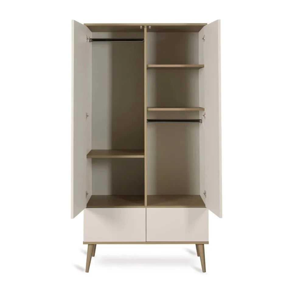 Armoire enfant argile 2 portes avec 2 tiroirs et penderie
