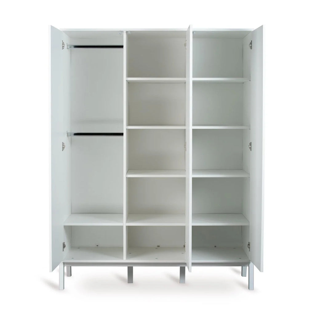 Grande armoire enfant crème 3 portes avec rangement modulable