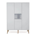 Armoire enfant blanche brillante 4 portes avec 7 étagères et 4 penderies