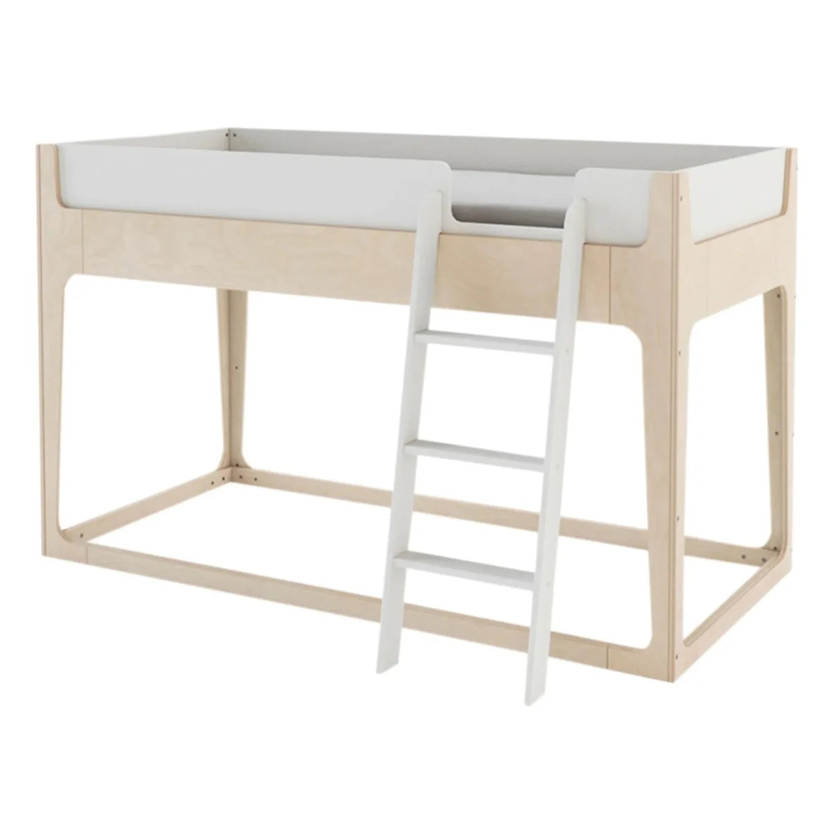 Lit mezzanine enfant 90x200 cm en bouleau avec échelle inclinée