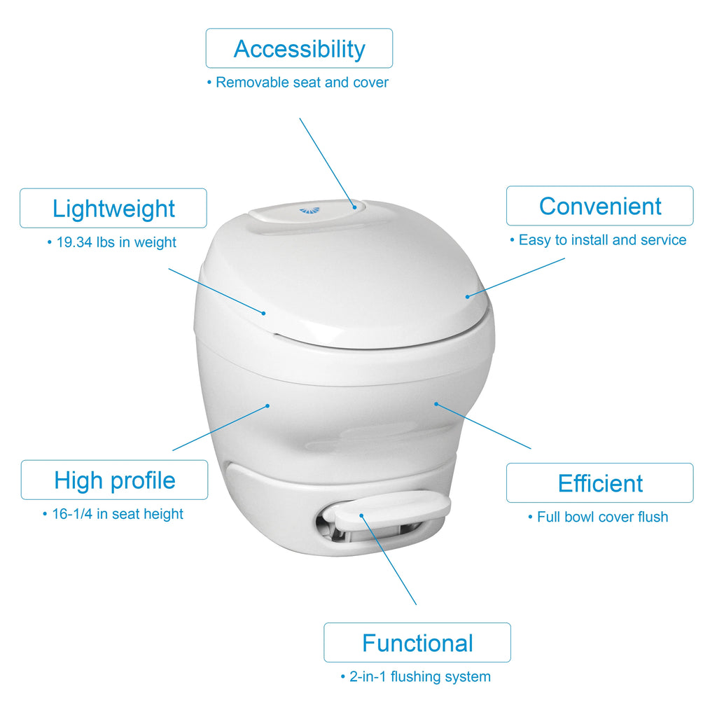 Thetford Aqua-Magic Bravura RV Toilet, High, White, 31084 - 17.87" x 20.18" x 16.56"