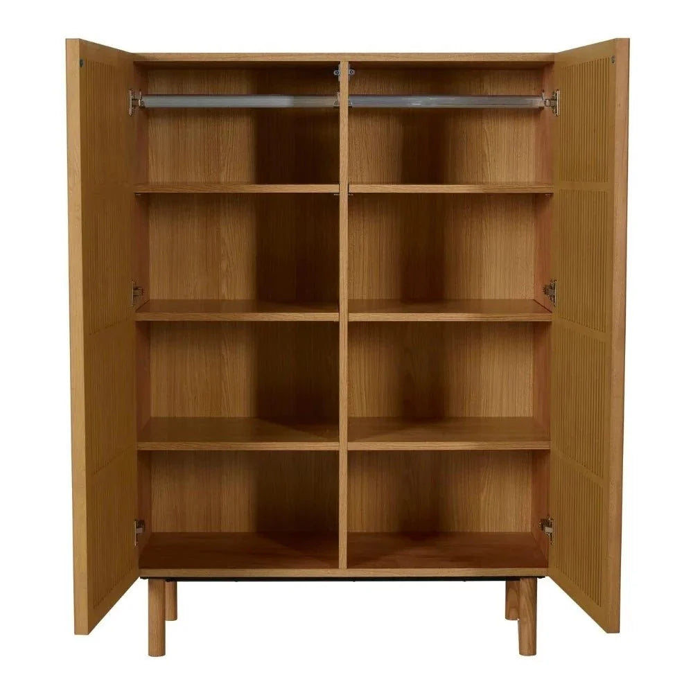 Petite armoire enfant chêne naturel avec penderies et étagères amovibles