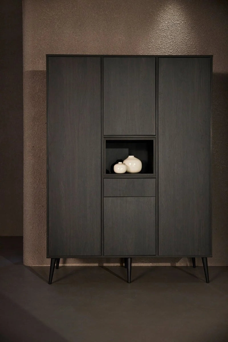 Grande armoire enfant ébène 4 portes avec penderies et tiroir