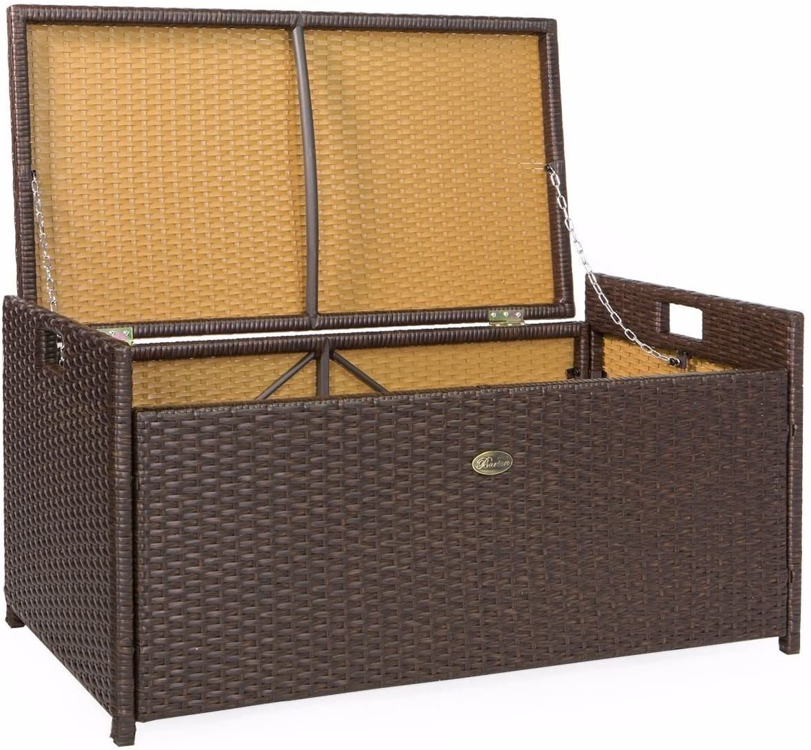 60 Gallon Outdoor Storage Bench - Waterproof Patio Deck Box with Side Handles