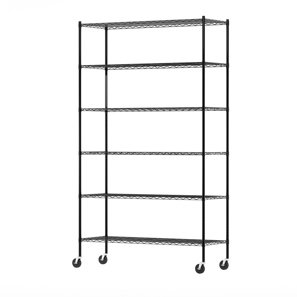 Furinno Wayar 6-Tier Metal Storage Shelf Rack, 48 x 18 x 82, Black
