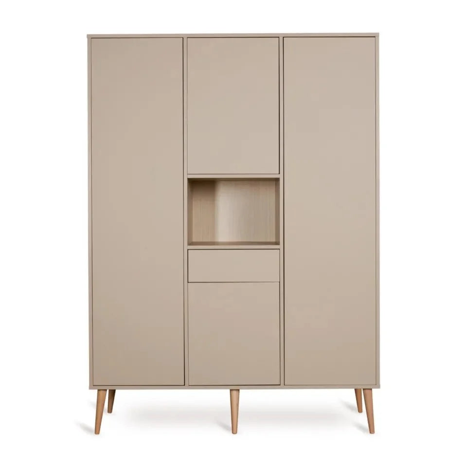 Armoire enfant latte 4 portes avec 7 étagères et 4 penderies
