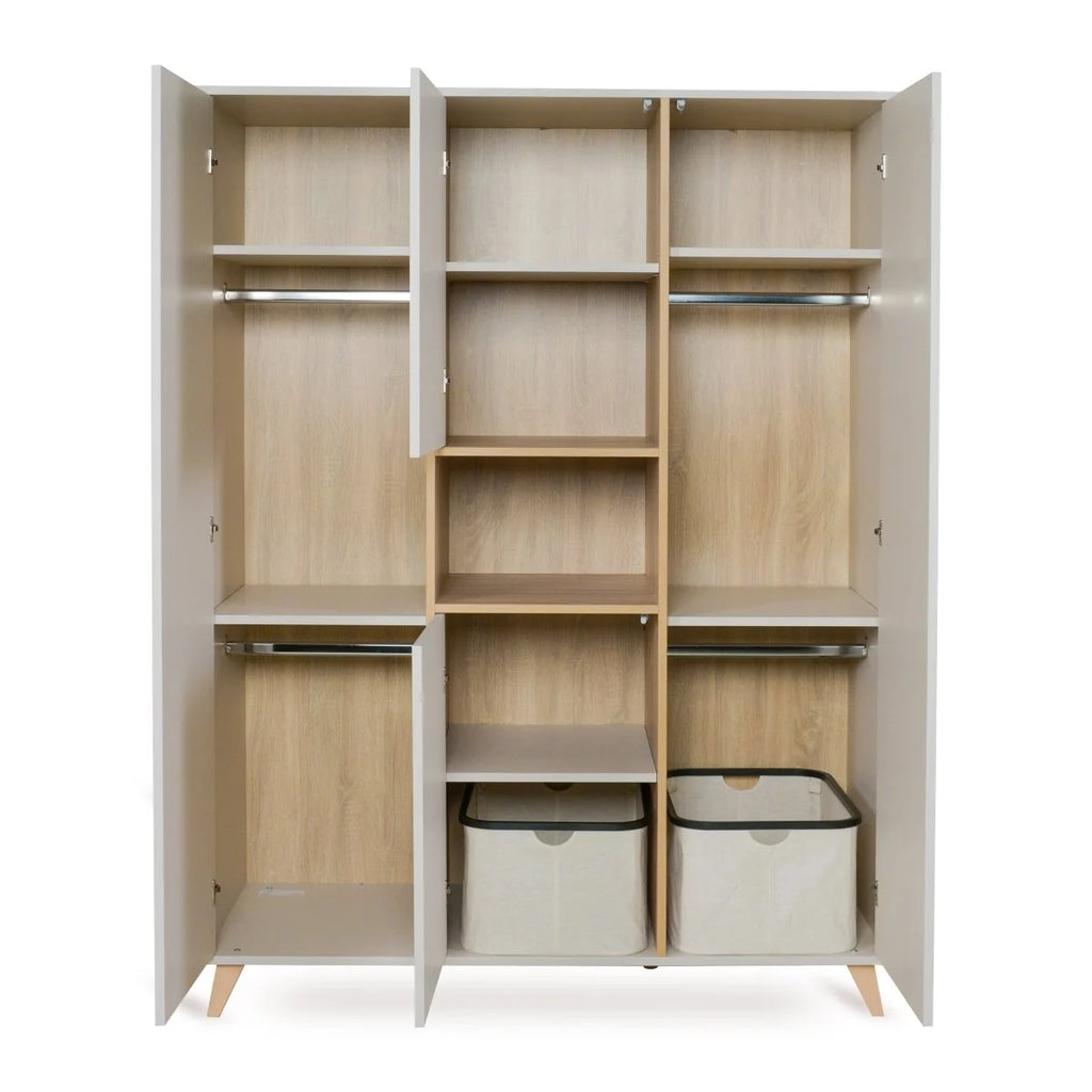 Armoire enfant argile 4 portes avec 8 étagères et 4 penderies