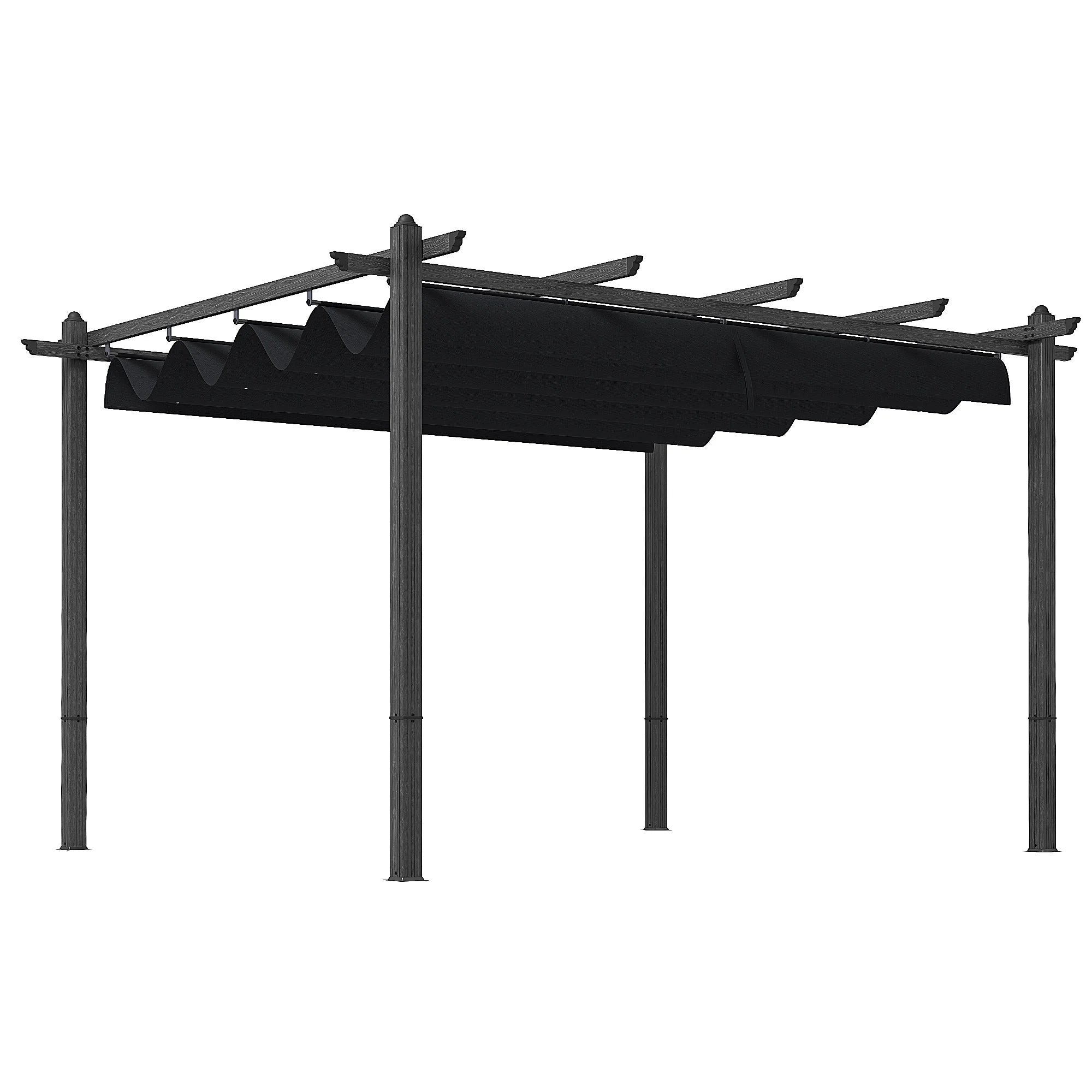Outsunny 10' x 10' x 88.25" Cream White Aluminum Pergola, Retractable Canopy and Water-Resistant