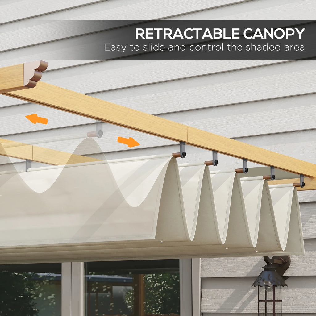 Outsunny 10' x 10' x 88.25" Cream White Aluminum Pergola, Retractable Canopy and Water-Resistant
