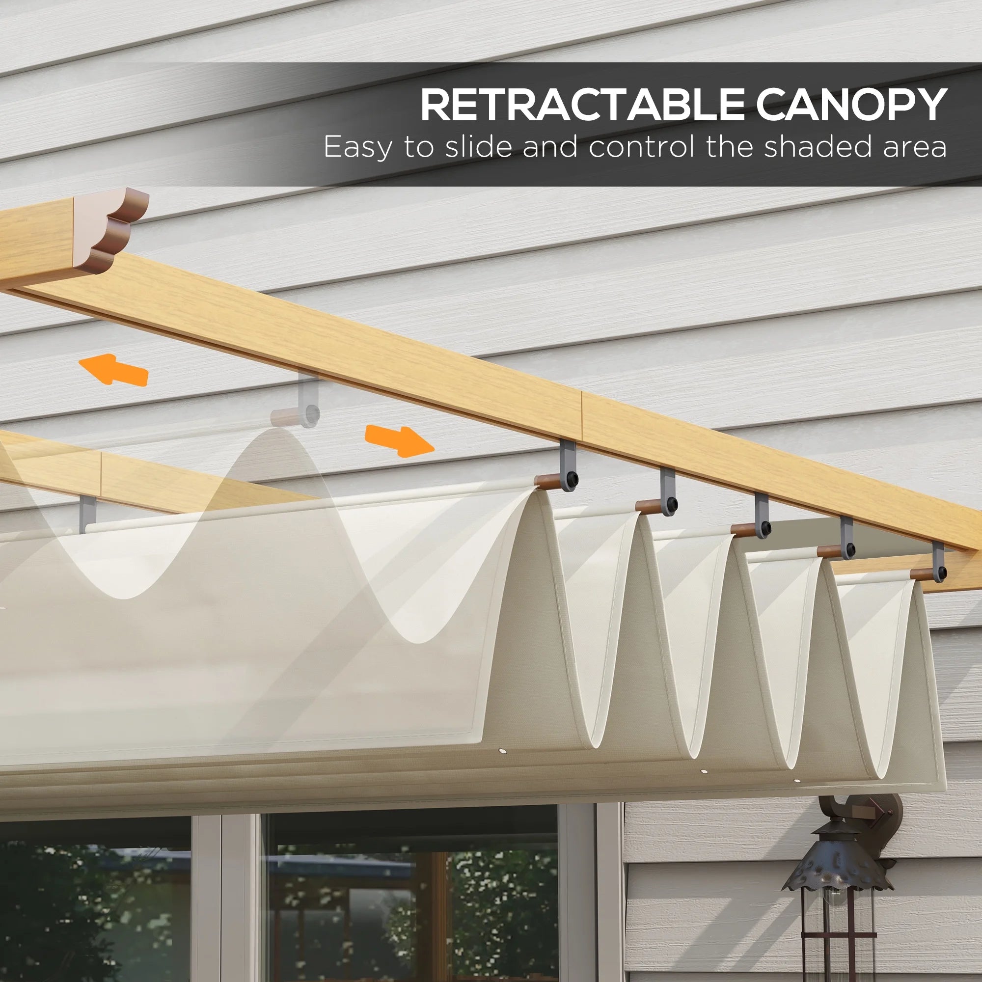 Outsunny 10' x 10' x 88.25" Cream White Aluminum Pergola, Retractable Canopy and Water-Resistant