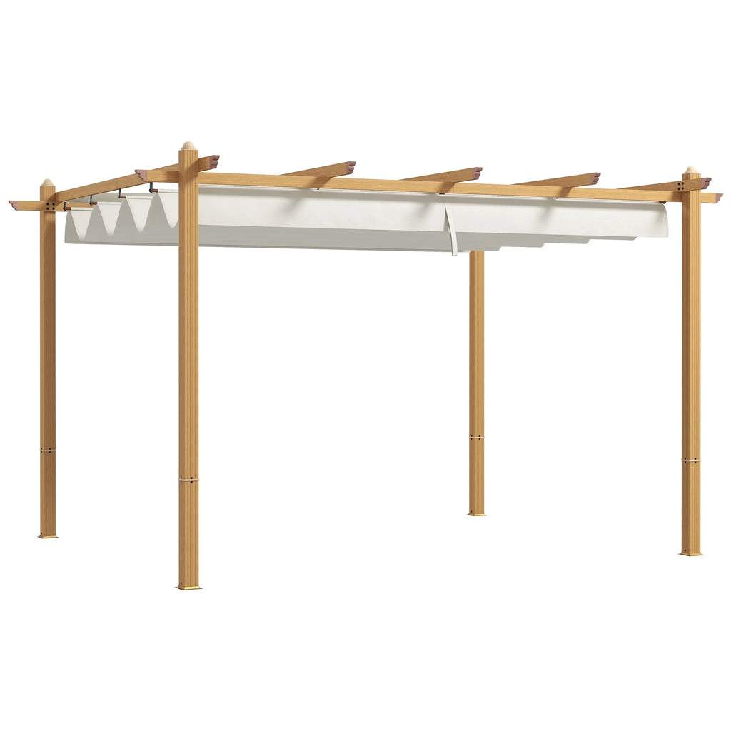 Outsunny 10' x 10' x 88.25" Cream White Aluminum Pergola, Retractable Canopy and Water-Resistant