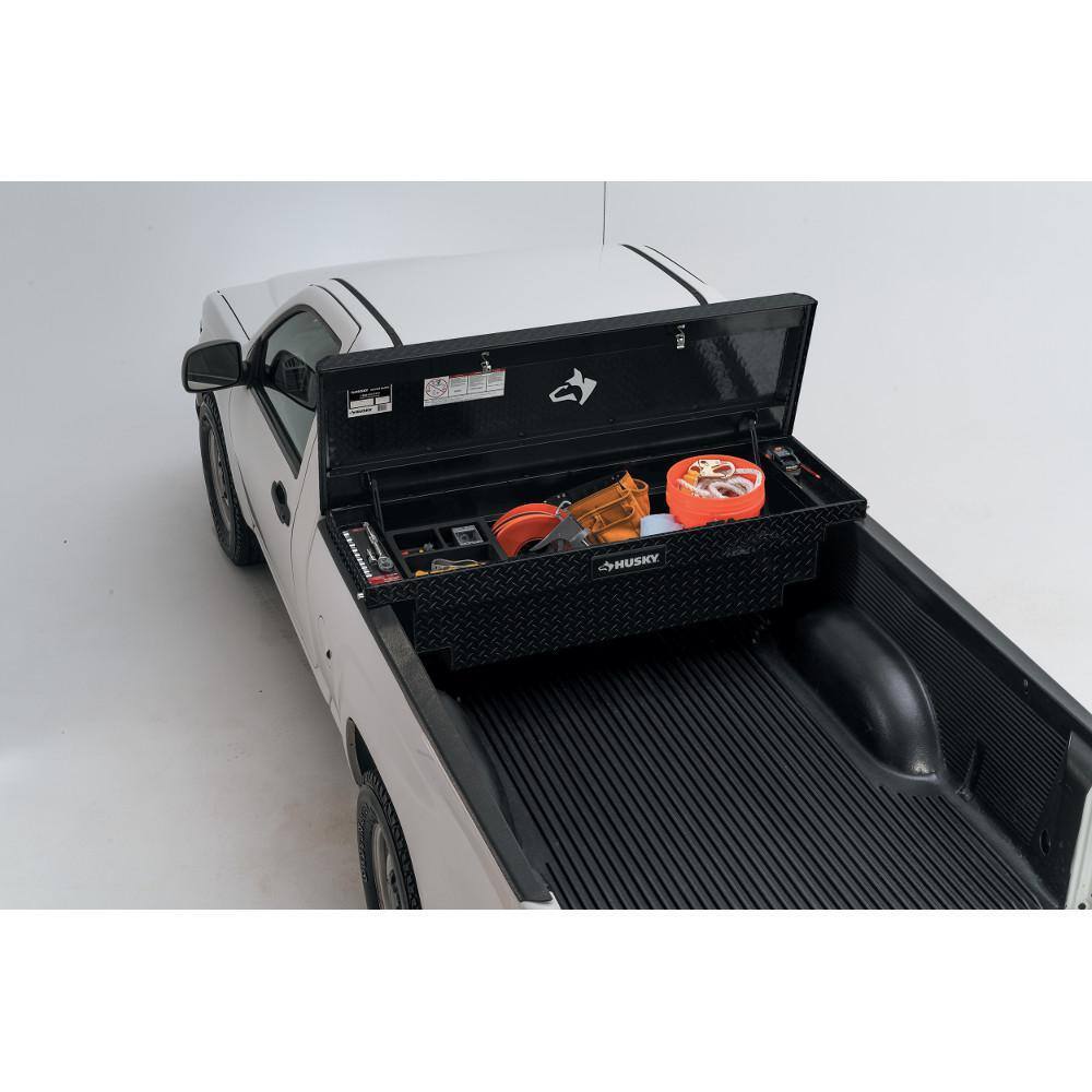 Aluminum Low Profile Saddle Truck Tool Box with Lock, Weather Seal & Sliding Tray for Toyota Tacoma