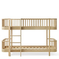 Lit superposé enfant mi-haut chêne 90x200 cm avec espace rangement